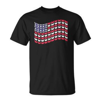Womens Butterflies American Flag 4Th Of July Usa Butterfly Flag Unisex T-Shirt | Mazezy