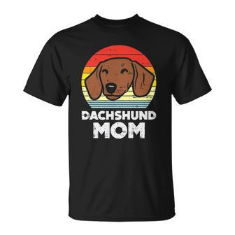 Womens Dachshund Mom Retro Weiner Sausage Dog Animal Pet Women Gift Unisex T-Shirt | Mazezy