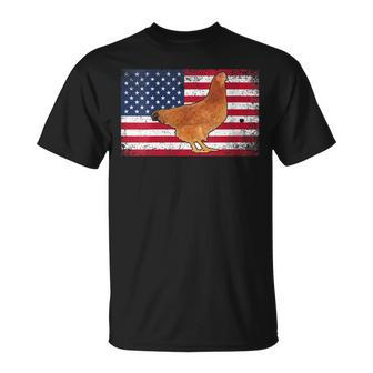Womens Farmer Dad 4Th Of July Patriotic Chicken Daddy Unisex T-Shirt - Seseable