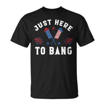 Womens Fourth Of July 4Th Of July Im Just Here To Bang Funny Unisex T-Shirt - Seseable
