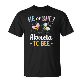 Womens Gender Reveal He Or She Abuela Matching Family Baby Party Unisex T-Shirt | Mazezy