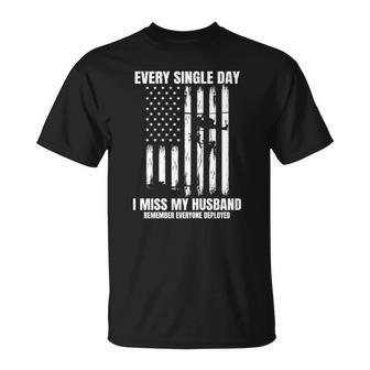 Womens Husband Remember Everyone Deployed Red Friday Military Flag Unisex T-Shirt | Mazezy DE