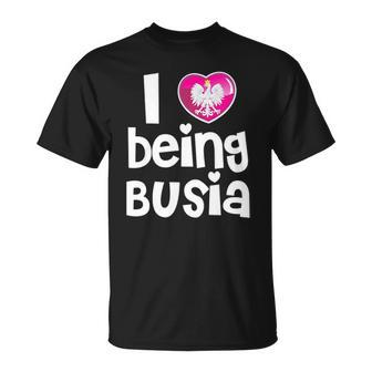 Womens I Love Being Busia Polish Grandma Mothers Day Gift V-Neck Unisex T-Shirt | Mazezy
