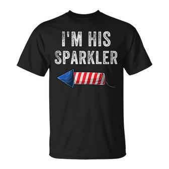 Womens Im His Sparkler His And Her 4Th Of July Matching Couples Unisex T-Shirt - Seseable