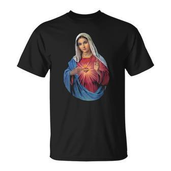 Womens Immaculate Heart Of Mary V-Neck Unisex T-Shirt | Mazezy