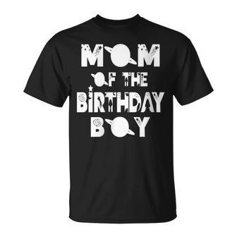 Womens Mom Of The Birthday Astronaut Boy And Girl Space Theme Unisex T-Shirt - Seseable