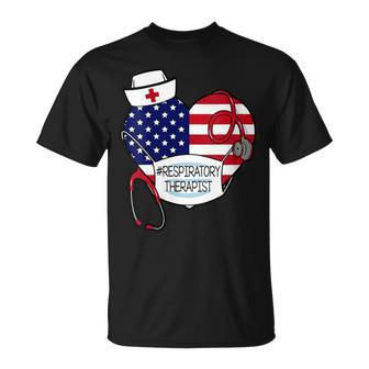 Womens Respiratory Therapist Love America 4Th Of July For Nurse Dad Unisex T-Shirt - Seseable