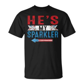 Womens Shes My Firecracker Funny 4Th July Matching Couples For Him Unisex T-Shirt - Seseable