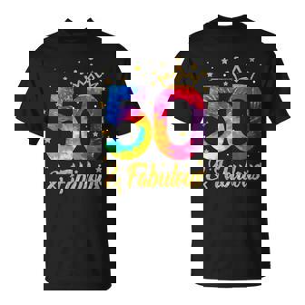 Womens Women 50 & Fabulous Happy 50Th Birthday Crown Tie Dye Unisex T-Shirt - Seseable