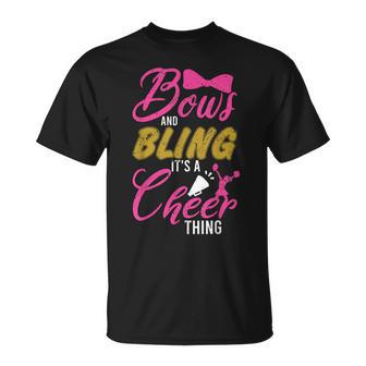 Youth Team Cute Cheerleader Bows And Bling Its A Cheer Thing T-shirt - Thegiftio