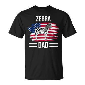 Zebra Us Flag 4Th Of July Fathers Day Zebra Dad Unisex T-Shirt - Seseable