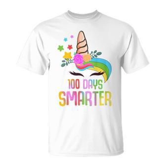 100 Days Smarter Student Girls Unicorn 100 Days Of School T-shirt - Thegiftio UK