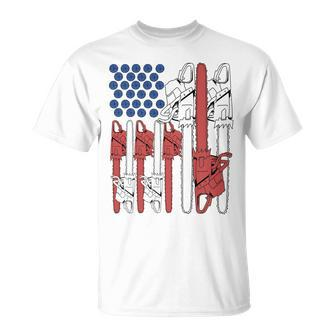 4Th Of July Arborist Men Tree Climber Dad Chainsaw Unisex T-Shirt - Seseable