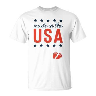 4Th Of July Baby Pregnancy Announcement Made In The Usa Unisex T-Shirt | Mazezy