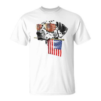4Th Of July Fun American Flag Dalmatian Dog Lover Gift Unisex T-Shirt | Mazezy
