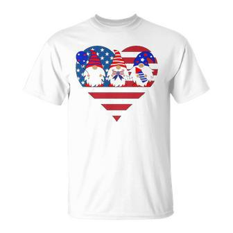 4Th Of July Gnomes American Flag Heart Fireworks Gnomes Unisex T-Shirt | Mazezy
