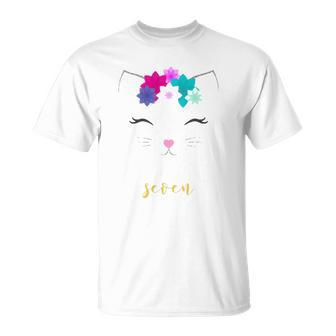 7Th Birthday Kitty Cat For Girls Unisex T-Shirt | Mazezy