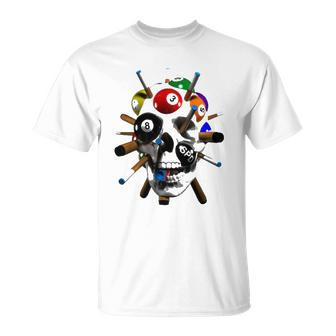 8 Ball Skull Pool Cues For Billiards & Eight Ball Players Unisex T-Shirt | Mazezy DE
