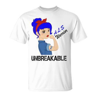 Als Warrior Strong Women Blue Ribbon Amyotrophic Lateral Sclerosis Support Als Awareness Unisex T-Shirt | Favorety DE