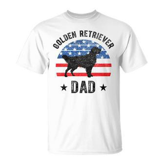 American Flag Golden Retriever Dad 4Th Of July V2V3 Unisex T-Shirt - Seseable