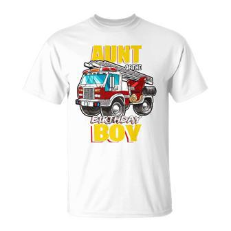 Aunt Of The Birthday Boy Matching Family Fireman Firetruck Unisex T-Shirt | Mazezy