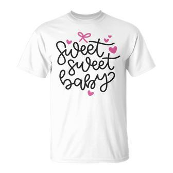 Baby Shower Text Pink Heart Ribbon Design Sweet Sweet Baby Unisex T-Shirt | Favorety AU