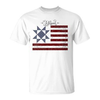 Barn Quilt July 4Th Gifts Vintage Usa Flag S Unisex T-Shirt | Mazezy