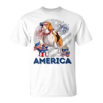 Beagle American Flag Sunglasses 708 Shirt Unisex T-Shirt | Favorety