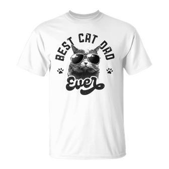 Best Cat Dad Ever Funny Daddy Fathers Day Retro Vintage Men Unisex T-Shirt | Mazezy