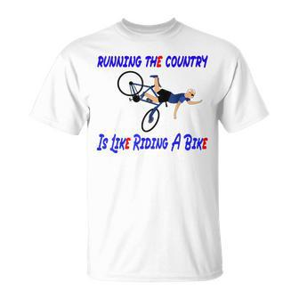 Biden Bike Bicycle Running The Country Is Like Riding A Bike V3 Unisex T-Shirt - Seseable