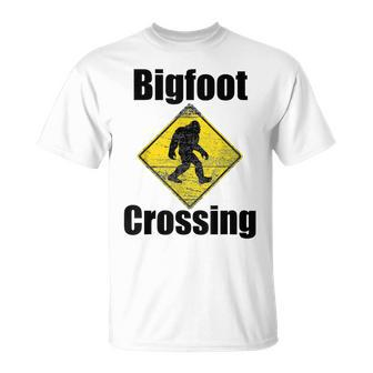 Bigfoot Crossing Sign Rustic Vintage Sasquatch V2 T-shirt - Thegiftio UK