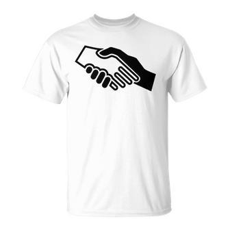 Biracial Handshake Black And White Unity Unisex T-Shirt | Mazezy CA