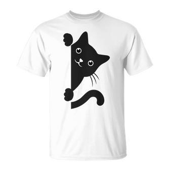 Black Cat Peeking Unisex T-Shirt | Favorety CA