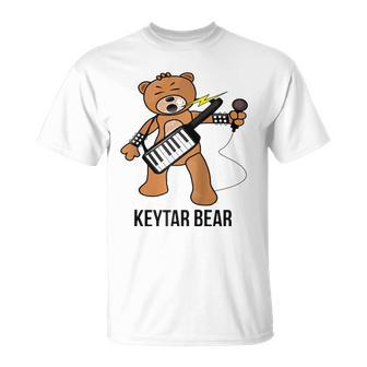 Boston Keytar Bear Street Performer Keyboard Playing Gift Raglan Baseball Tee Unisex T-Shirt | Mazezy