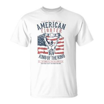 Boxer Graphic With Belt Gloves & American Flag Distressed Unisex T-Shirt | Mazezy