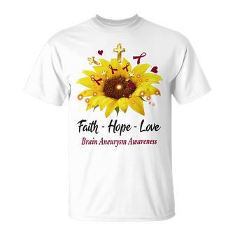 Brain Aneurysm Awareness Faith Hope Love Unisex T-Shirt | Favorety DE