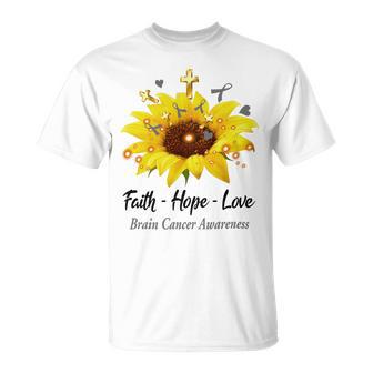 Brain Cancer Awareness Faith Hope Love Unisex T-Shirt | Favorety AU