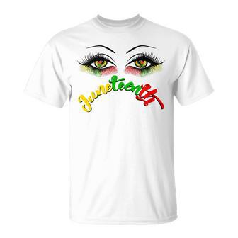 Bright Eyes Juneteenth African American Eye Black Flag V2 Unisex T-Shirt | Favorety