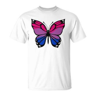 Butterfly With Colors Of The Bisexual Pride Flag Unisex T-Shirt | Mazezy