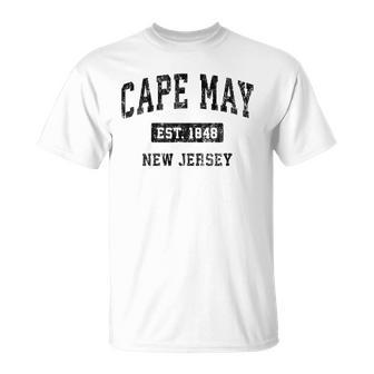 Cape May New Jersey Nj Vintage Sports Black T-shirt - Thegiftio UK