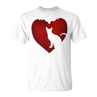 Cat Heart Shirt Cat Lovers Valentine Day Gifts For Couple Unisex T-Shirt | Favorety CA