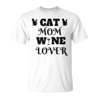 Cat Mom Mother Cat Mom Wine Lover T-shirt - Thegiftio UK