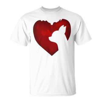 Chihuahua Shape With Red Heart Painting For Valentine Day Unisex T-Shirt | Favorety AU