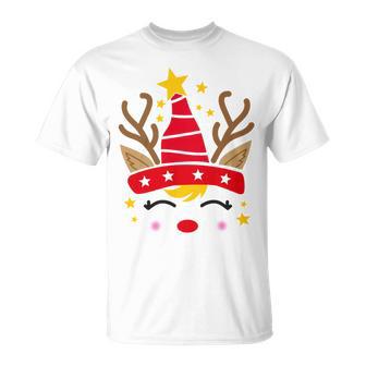 Christmas Unicorn Face Santicorn Cute V2 Unisex T-Shirt | Favorety