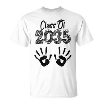 Class Of 2035 Grow With Me Handprint Back To School Pre K T-shirt - Thegiftio UK