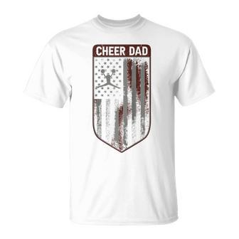 Cool Fathers Day 4Th Of July Us Flag Cheer Dad Design Unisex T-Shirt - Seseable