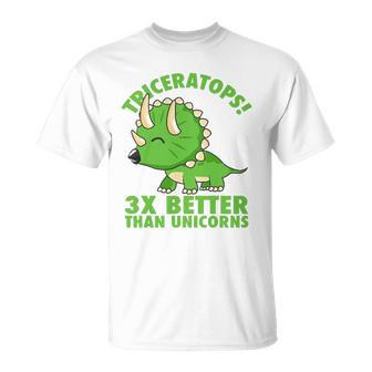 Cool Triceratops 3X Better Than Unicorns Funny Dinosaur Gift Unisex T-Shirt | Mazezy