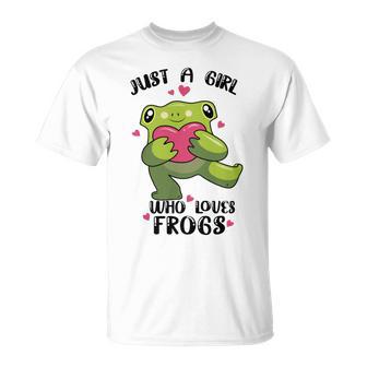 Cute Frog Just A Girl Who Loves Frogs Funny Frog Lover Gift For Girl Frog Lover Unisex T-Shirt | Favorety DE