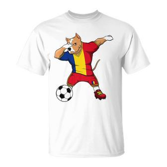 Dabbing Pitbull Romania Soccer Fans Jersey Romanian Football Unisex T-Shirt | Mazezy