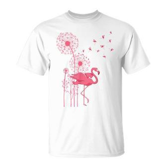Dandelion Tropical Animal Exotic Bird Wildlife Pink Flamingo T-shirt - Thegiftio UK